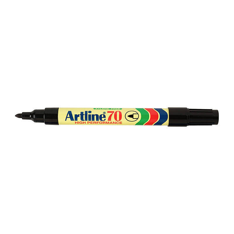 Artline 70 Black Permanent Markers, 1.5 mm bullet, Box of 12