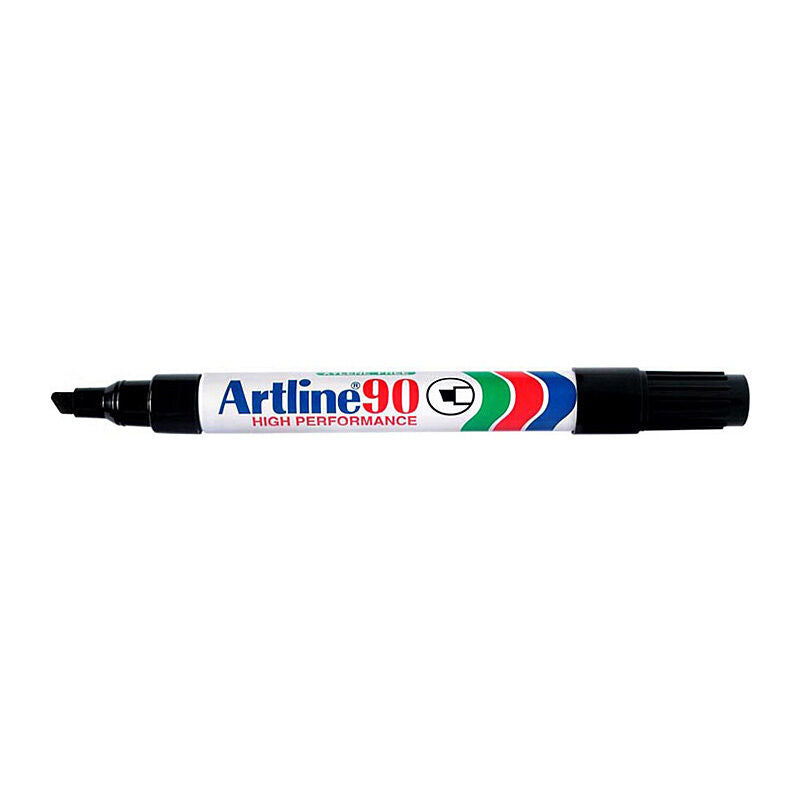 Artline 90 Black Permanent Markers, 2–5 mm chisel, Box of 12