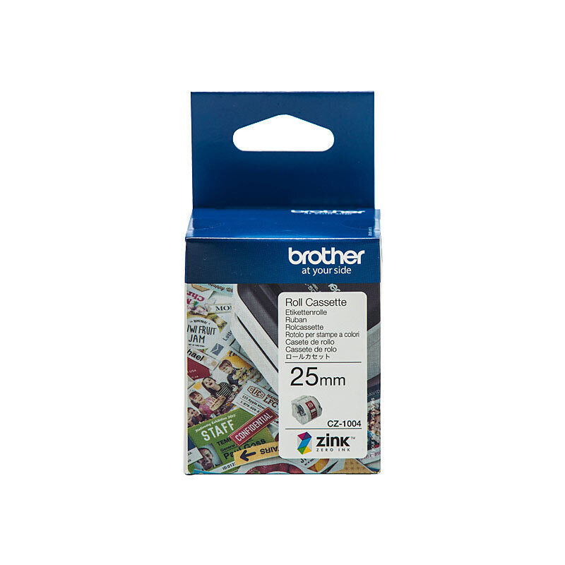 Brother CZ-1004 Full-Colour Continuous Paper Label Roll, 25 mm × 5 m