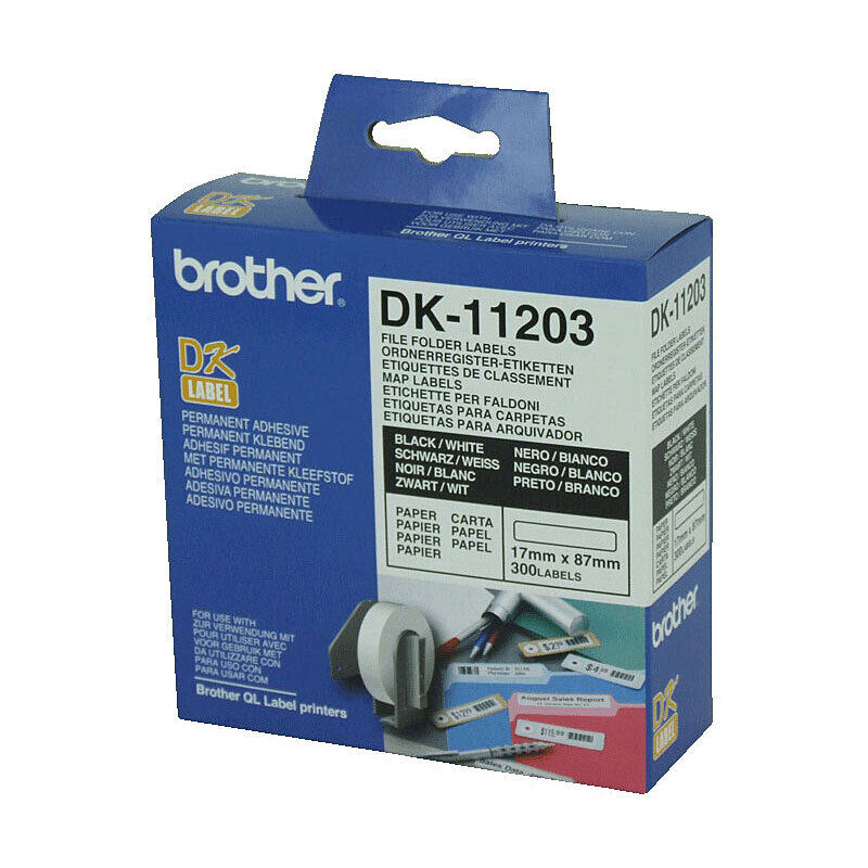 Brother DK-11203 File Folder Labels, 17 × 87 mm, 300 Labels
