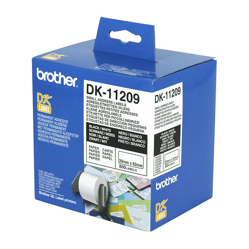 Brother DK-11209 Small Address Labels, 29 × 62 mm, 800 Labels