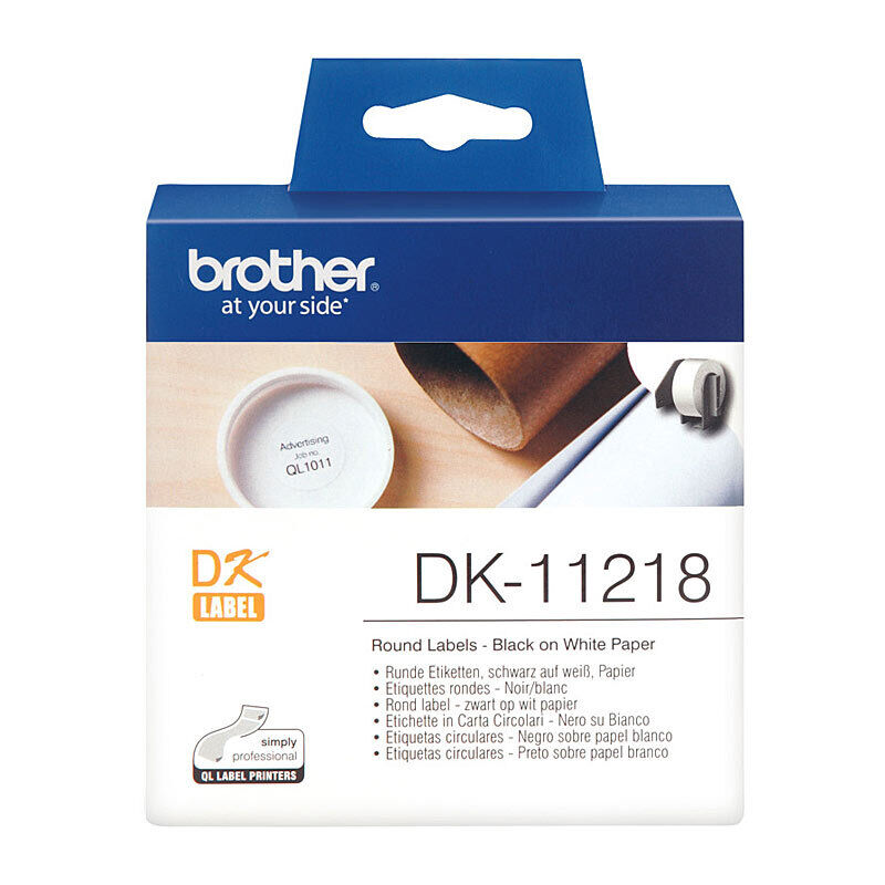 Brother DK-11218 Large Round Labels, 24 mm Diameter, 1,000 Labels