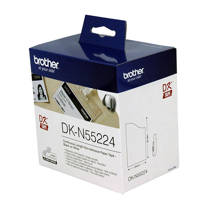Brother DK-N55224 Continuous White Paper Roll, 54 mm × 30.48 m