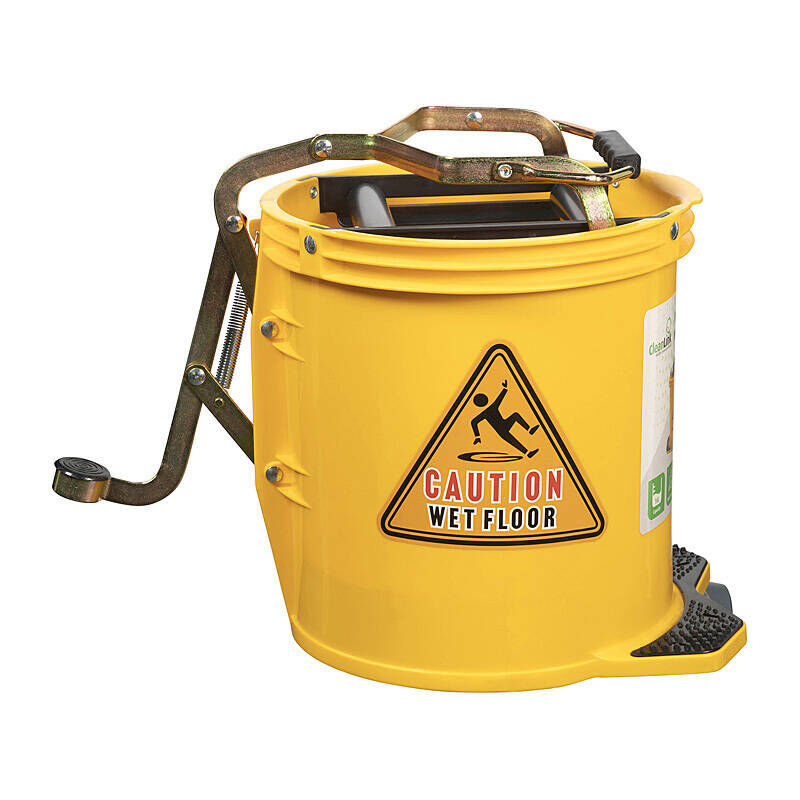 Cleanlink Heavy Duty Mop Bucket Metal Wringer 16 L Yellow