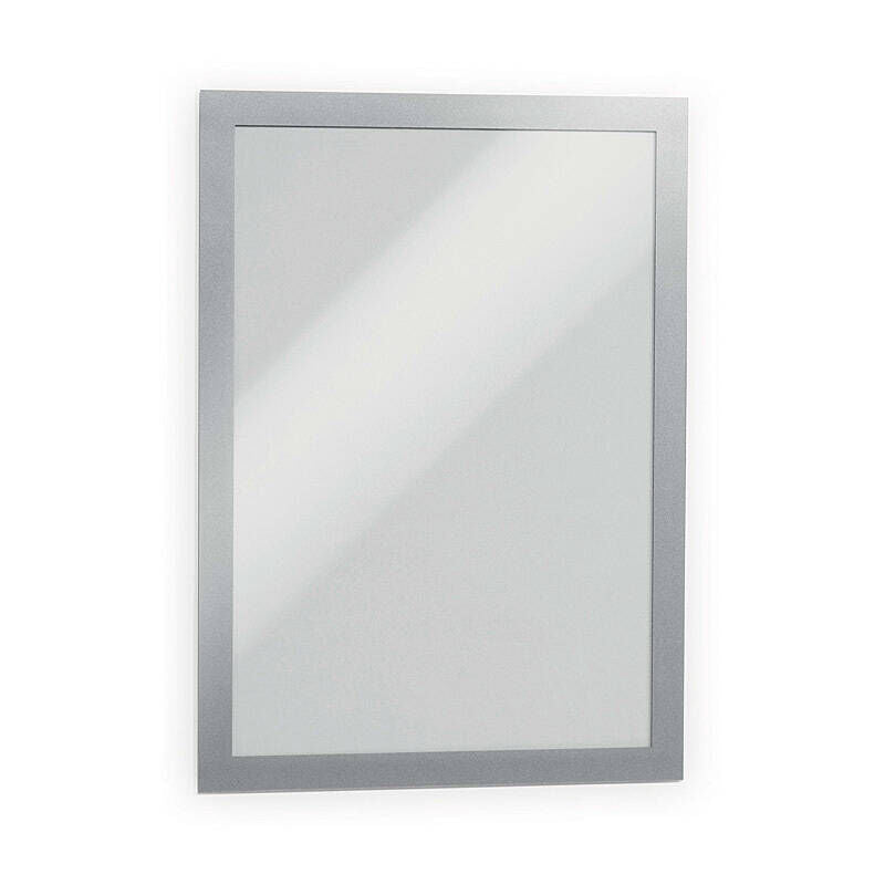 Durable Duraframe Self-Adhesive A4 Sign Frames, Silver, Pack of 2