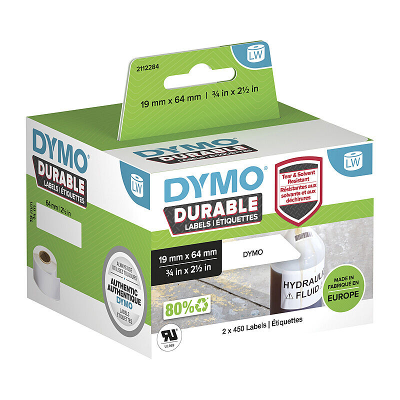 DYMO LabelWriter 2112284 Durable Labels, 19 × 64 mm, 900 Labels