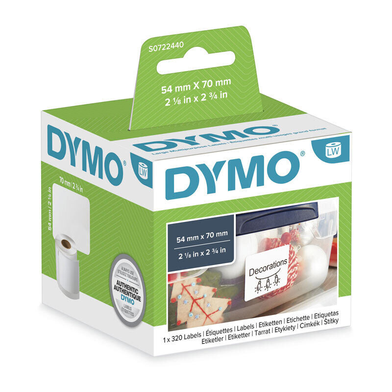DYMO LabelWriter S0722440 Multi-Purpose Labels, 54 × 70 mm, 320 Labels