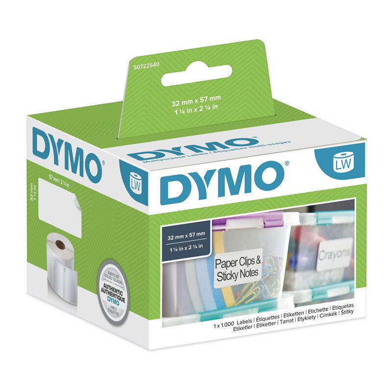 DYMO LabelWriter S0722540 Multi-Purpose Labels, 32 × 57 mm, 1,000 Labels