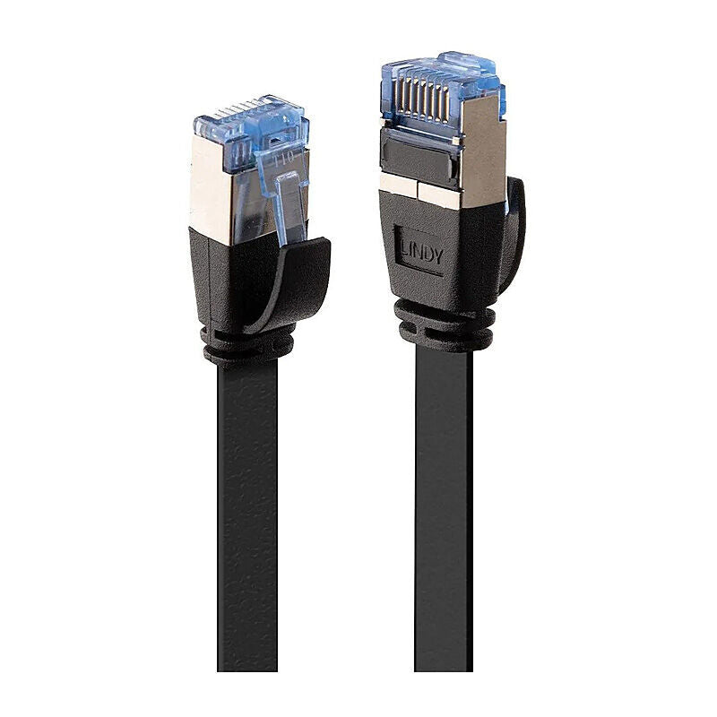 Lindy Cat6A U/FTP Flat Ethernet Cable, 3 m, Black