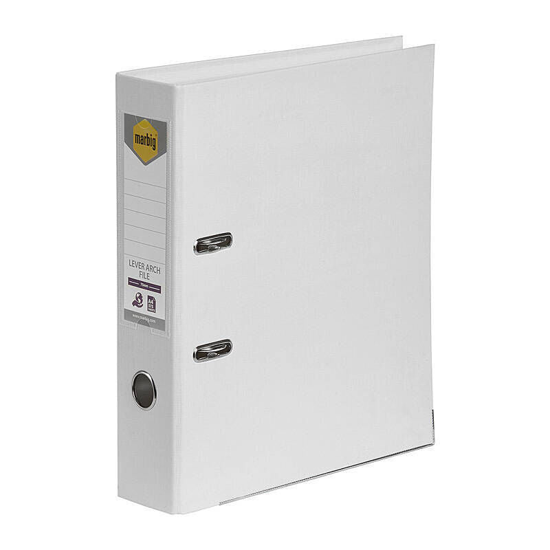 Marbig A4 PE Lever Arch File, 75 mm, White