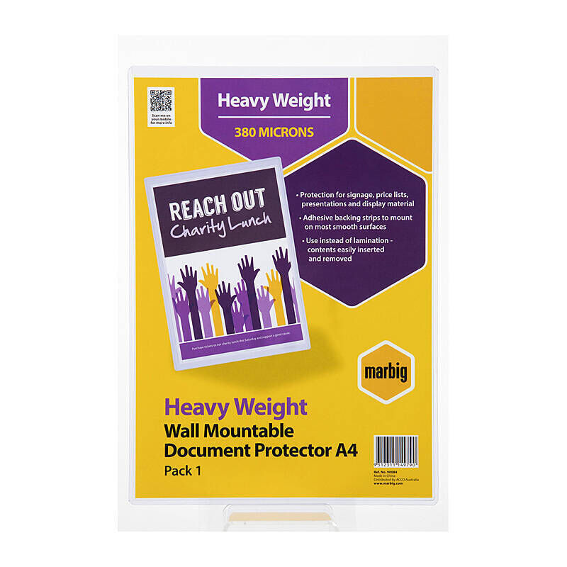 Marbig A4 Rigid PVC Document Protector, Wall Mountable
