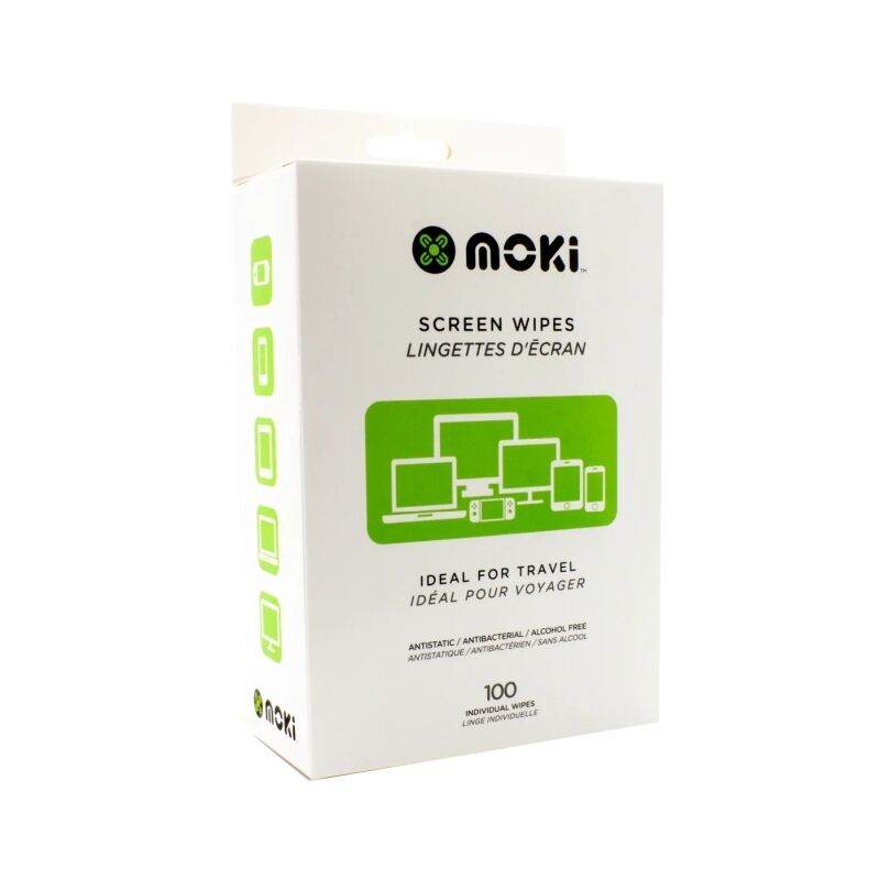 Moki Individually Wrapped Screen Cleaning Wipes, Pack of 100