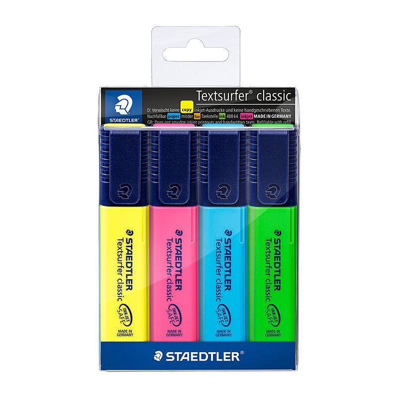 Staedtler Textsurfer Classic Highlighters, Assorted Colours, Pack of 4