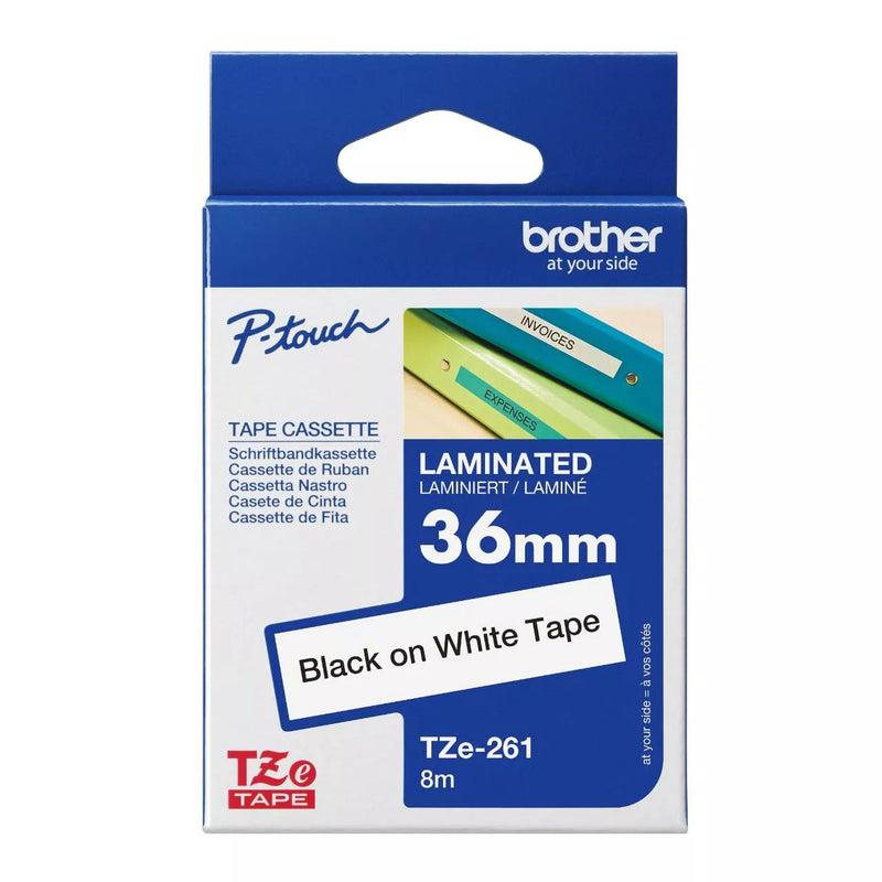 Brother TZe-261 Genuine Black on White Laminated Label Tape