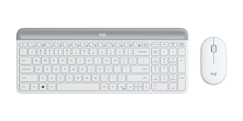 Logitech MK470 Slim Wireless Keyboard and Mouse, Off-white