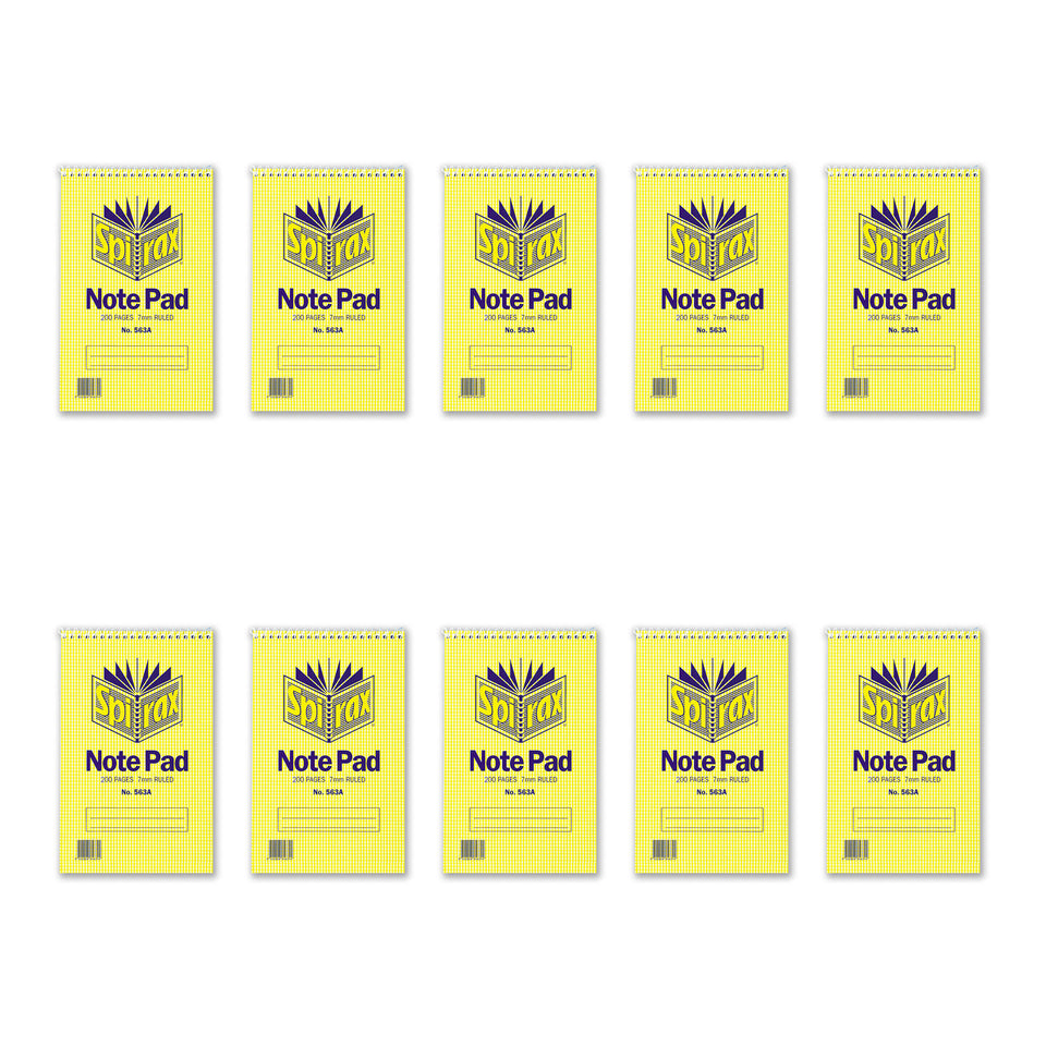 Spirax 563A Reporters Notebooks, 200 Pages, Pack of 10