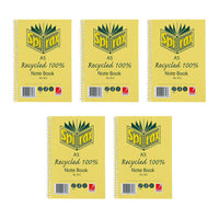 Spirax 812 A5 Recycled Notebooks, 120 Pages, Pack of 5