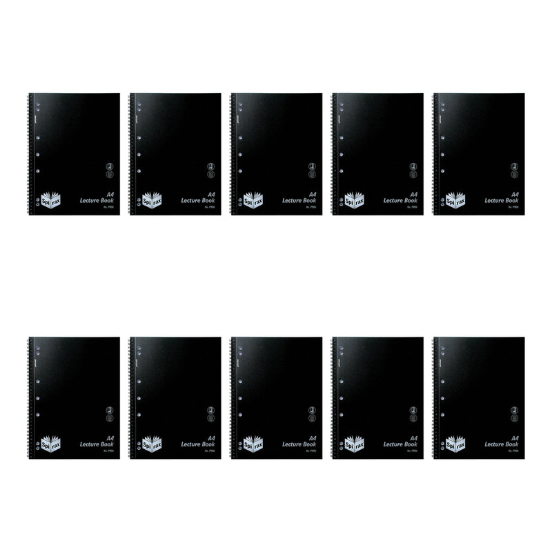 Spirax P906 A4 Lecture Books, 140 Pages, Black, Pack of 10