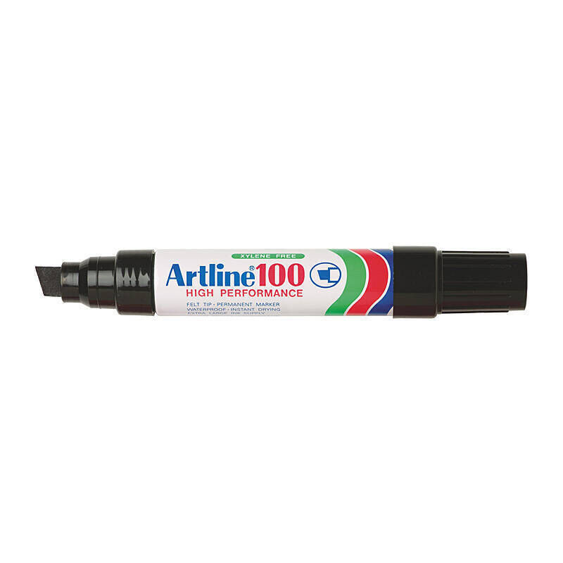 Artline 100 Black Permanent Markers, 6 Pack