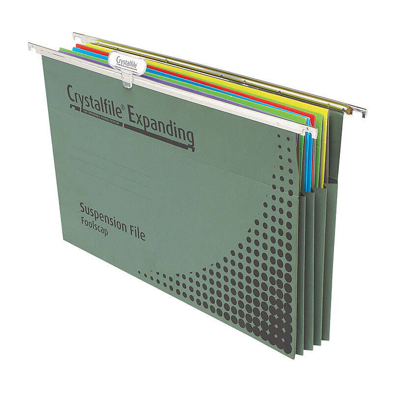 Crystalfile Complete Expanding Foolscap Suspension Files, Pack of 10