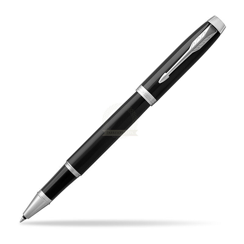 Parker IM Black Lacquer Chrome Trim Rollerball Pen