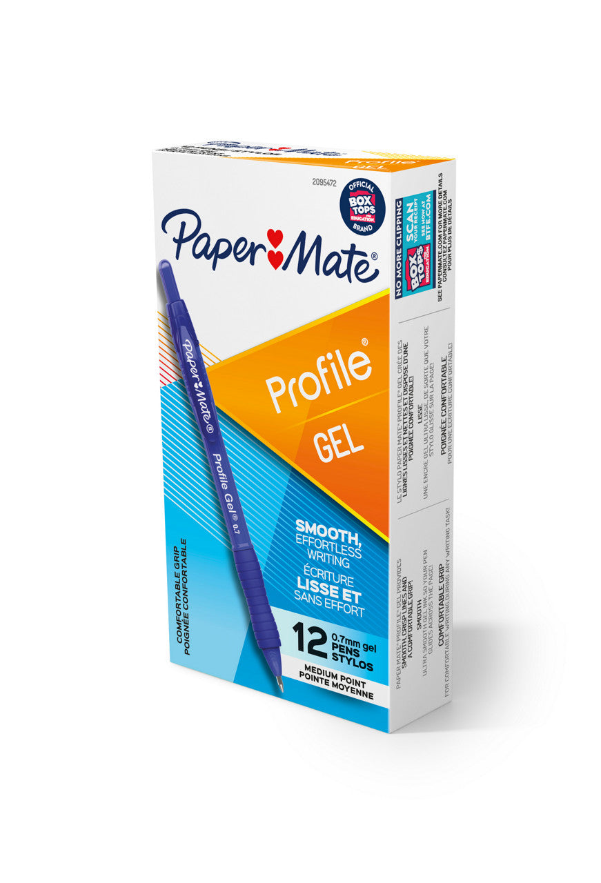 Paper Mate Profile 0.7 mm Blue Retractable Gel Pens, Pack of 12