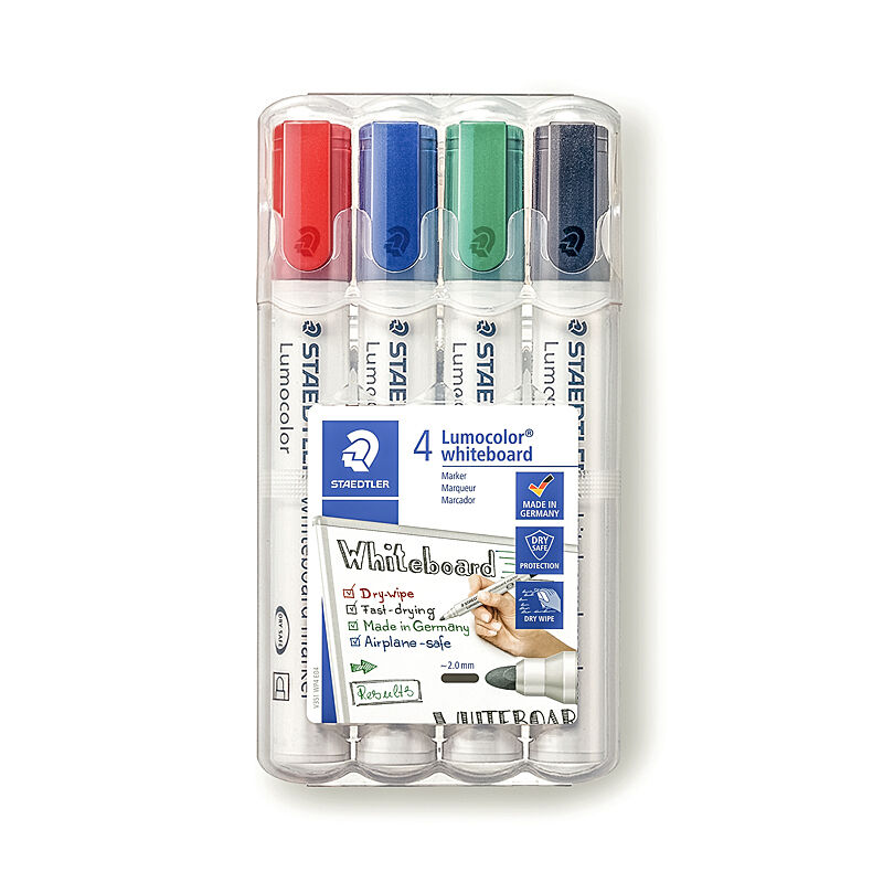 Staedtler Lumocolor 351 Whiteboard Markers, 4 Colours
