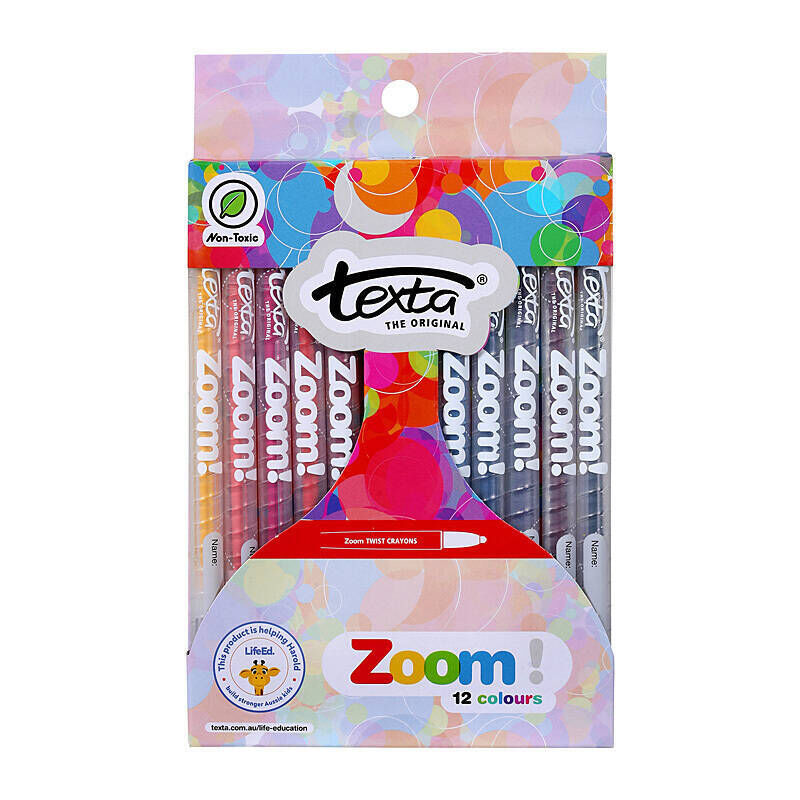 Texta Zoom Twistable Crayons, 12 Pack