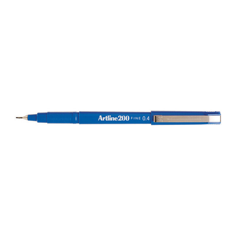 Artline 200 Blue Fineliner Pens, 0.4 mm, Box of 12