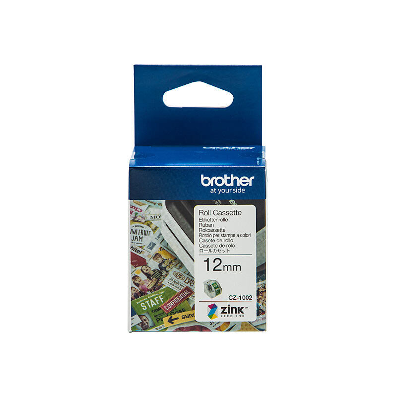 Brother CZ-1002 Full-Colour Continuous Paper Label Roll, 12 mm × 5 m