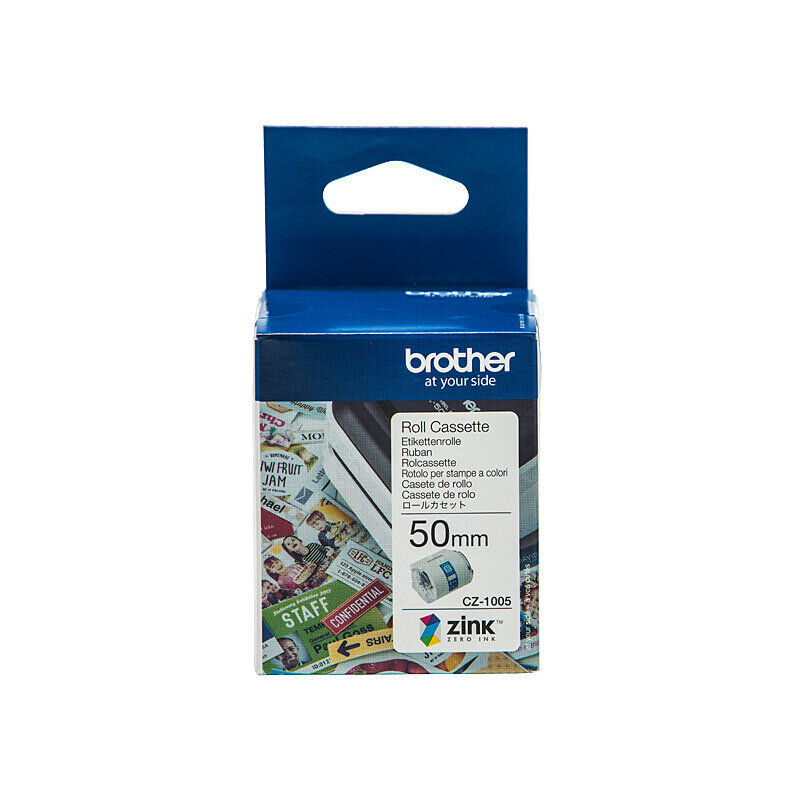 Brother CZ-1005 Full-Colour Continuous Paper Label Roll, 50 mm × 5 m