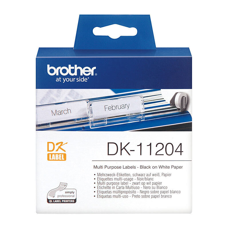 Brother DK-11204 Multi-Purpose Address Labels, 17 × 54 mm, 400 Labels