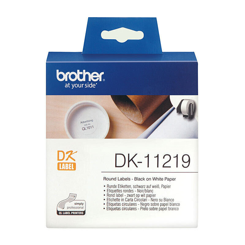 Brother DK-11219 Small Round Labels, 12 mm Diameter, 1,200 Labels