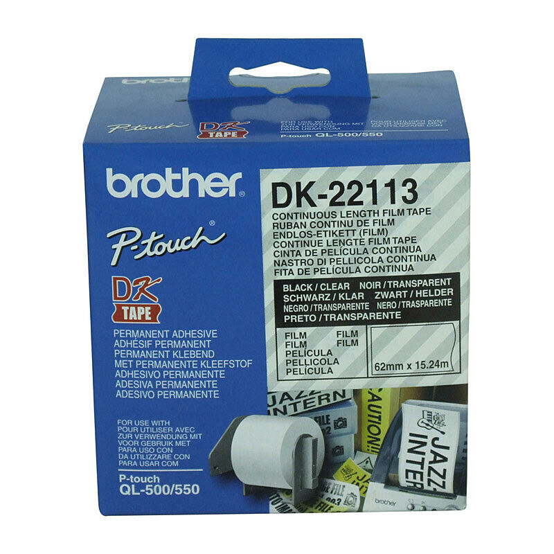 Brother DK-22113 Continuous Clear Film Roll, 62 mm × 15.24 m