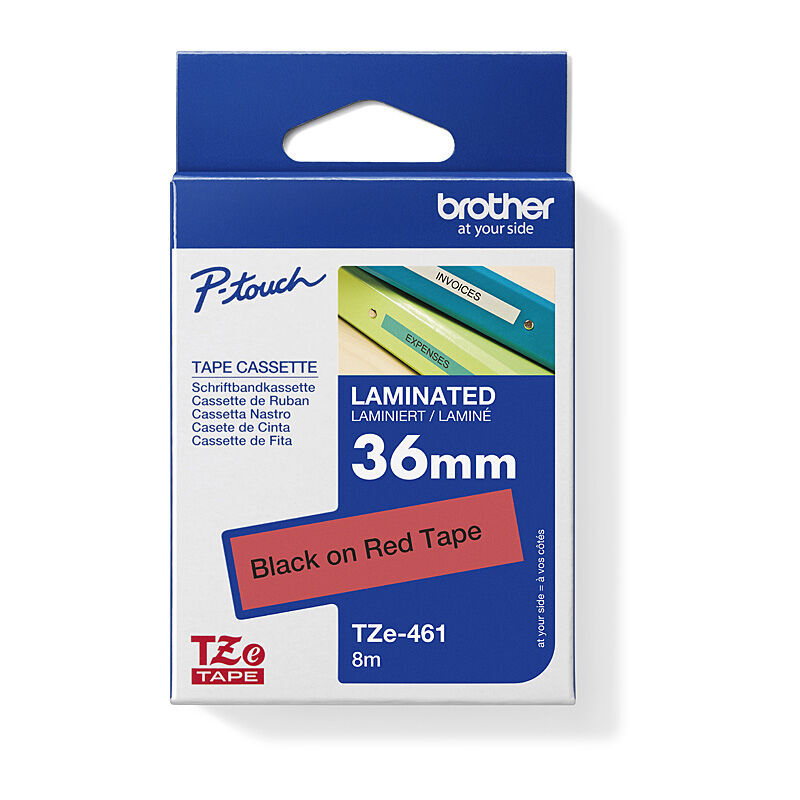 Brother TZe-461 Black on Red, 36 mm × 8 m Laminated Label Tape