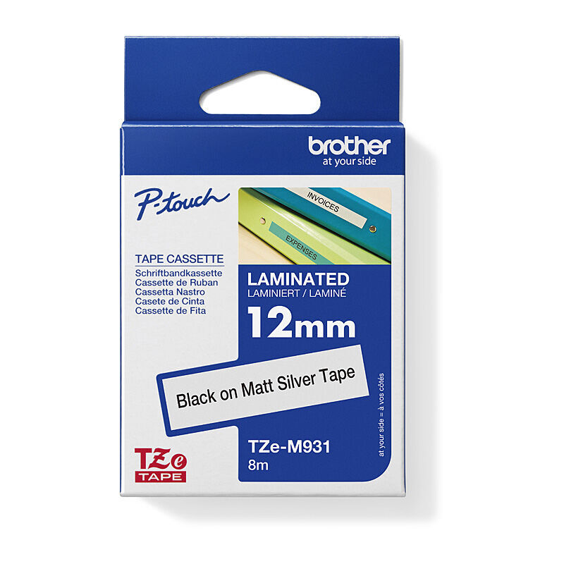 Brother TZe-M931 Black on Grey, 12 mm × 8 m Laminated Label Tape