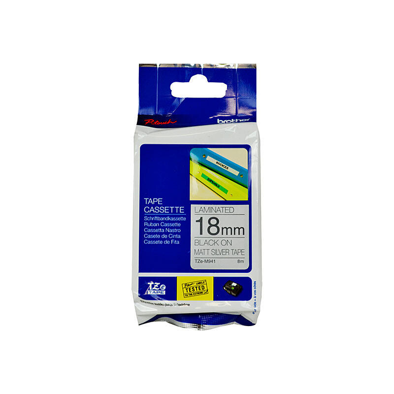 Brother TZe-M941 Black on Grey, 18 mm × 8 m Laminated Label Tape