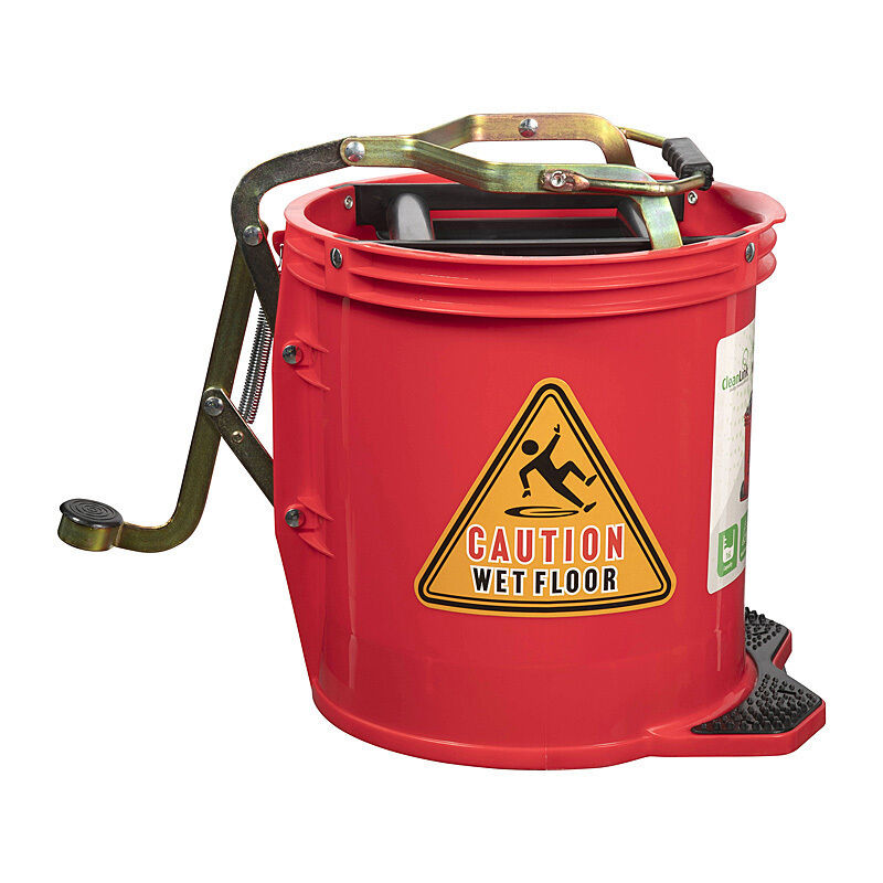 Cleanlink Heavy Duty Mop Bucket Metal Wringer 16 L Red