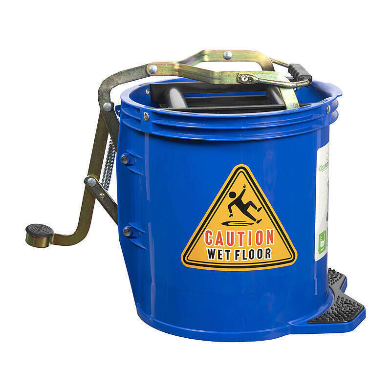 Cleanlink Heavy Duty Mop Bucket Metal Wringer 16 L Blue