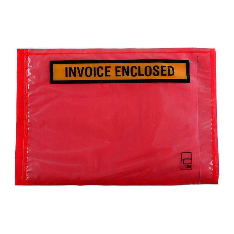 Cumberland Invoice Enclosed, Red Self-Adhesive Document Envelopes, 165 × 115 mm, Box of 1000
