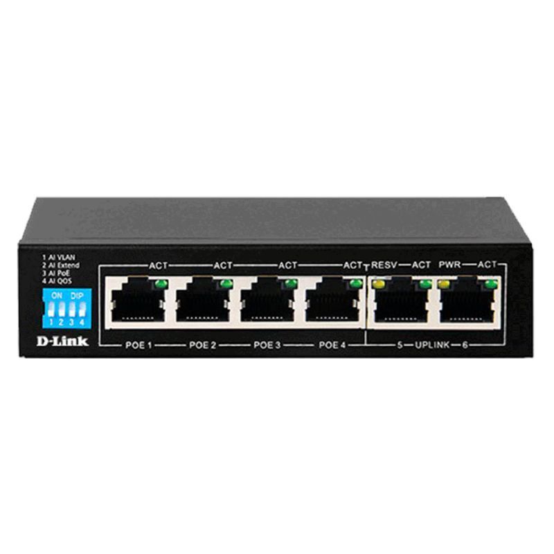 D-Link DES-F1006P-E 6-Port Fast Ethernet PoE+ Switch, 60 W