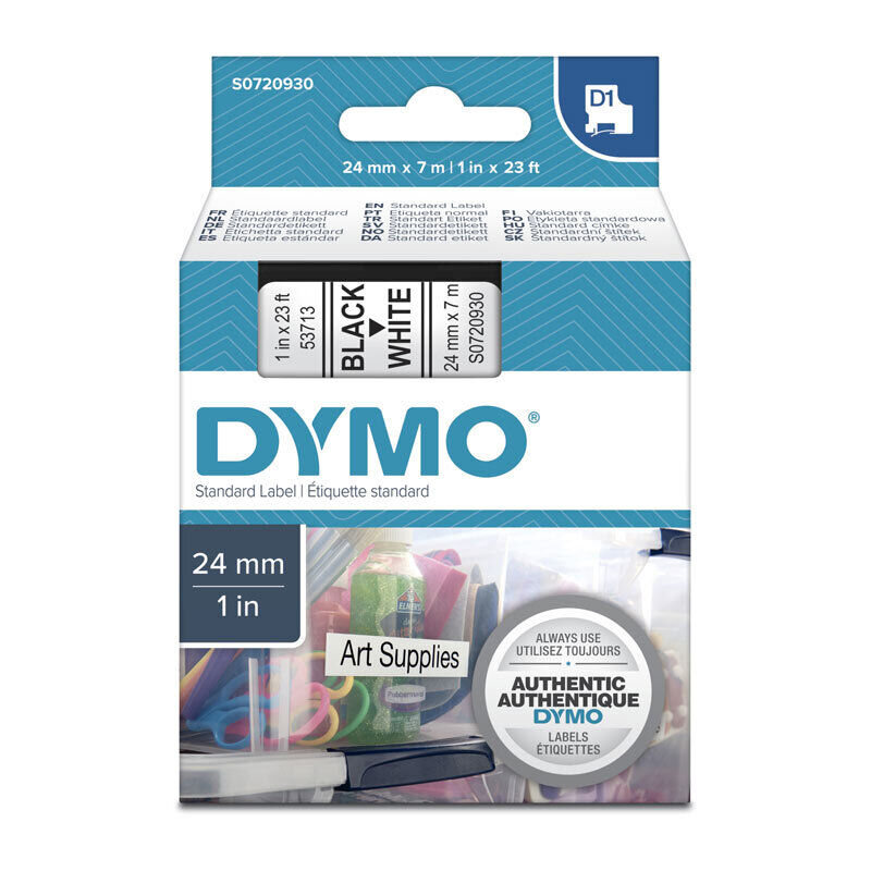 DYMO D1 S0720930 Label Tape, 24 mm × 7 m, Black on White