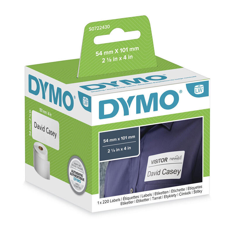 DYMO LabelWriter S0722430 Shipping and Name Badge Labels, 54 × 101 mm, 220 Labels