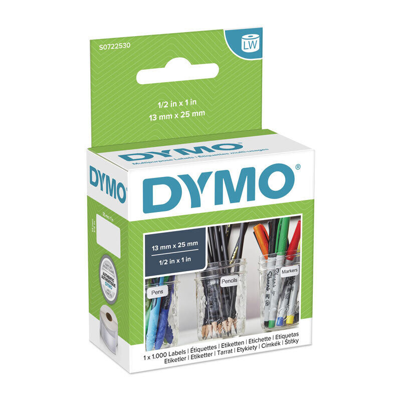DYMO LabelWriter S0722530 Multi-Purpose Labels, 13 × 25 mm, 1,000 Labels