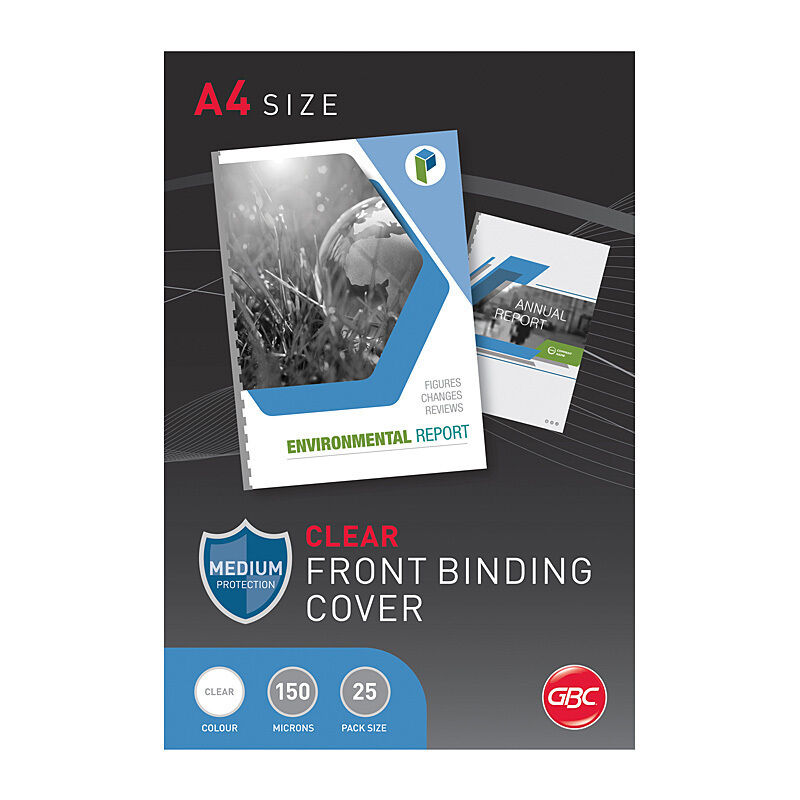 GBC Clear PVC Binding Covers, A4, 150 Micron, Pack of 25