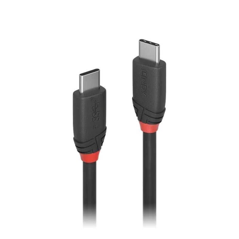 Lindy 36906 Black Line USB-C to USB-C Cable, 1 m