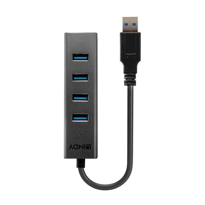 Lindy 43324 Four-Port USB-A Hub, USB 3.2 Gen 1