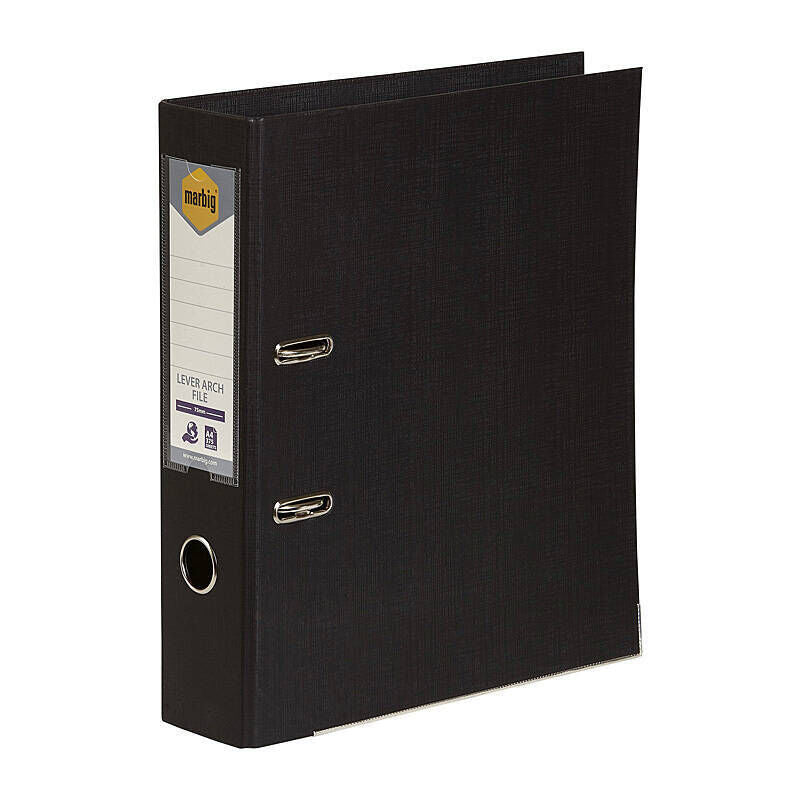 Marbig A4 PE Lever Arch File, 75 mm, Black