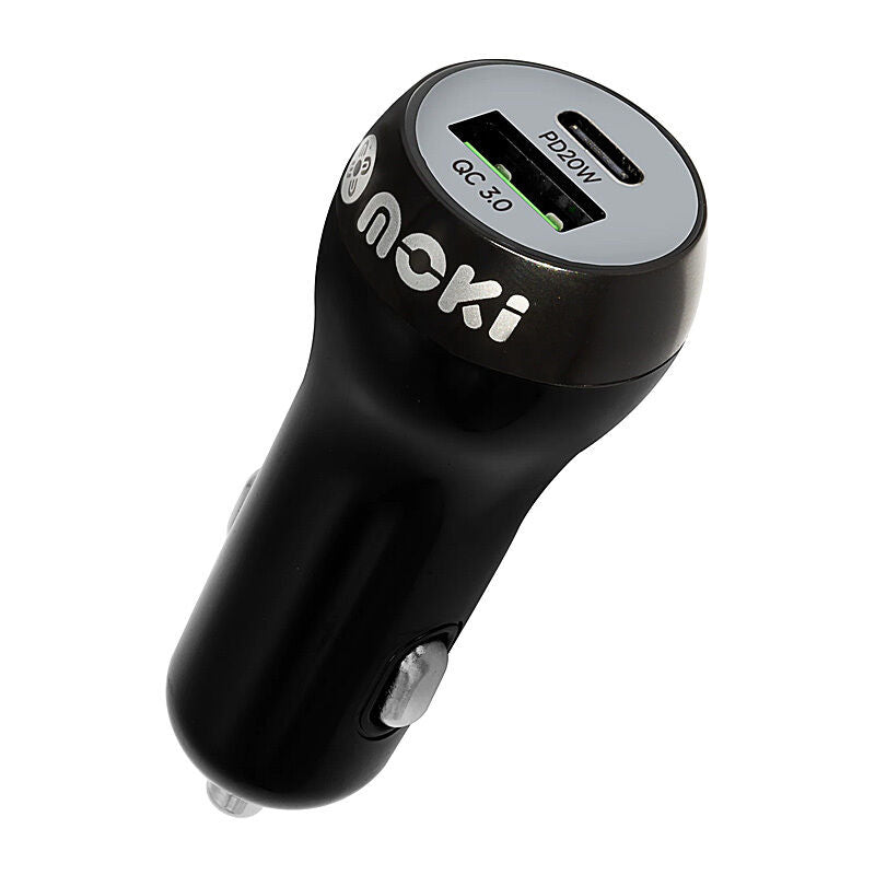 Moki ACC-PDCCUSB USB-C PD 20 W and USB-A QC 3.0 Car Charger