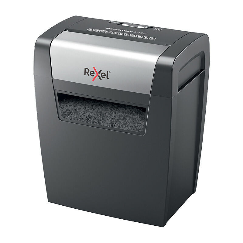 Rexel Momentum X406 Cross-Cut Paper Shredder, 6 Sheets